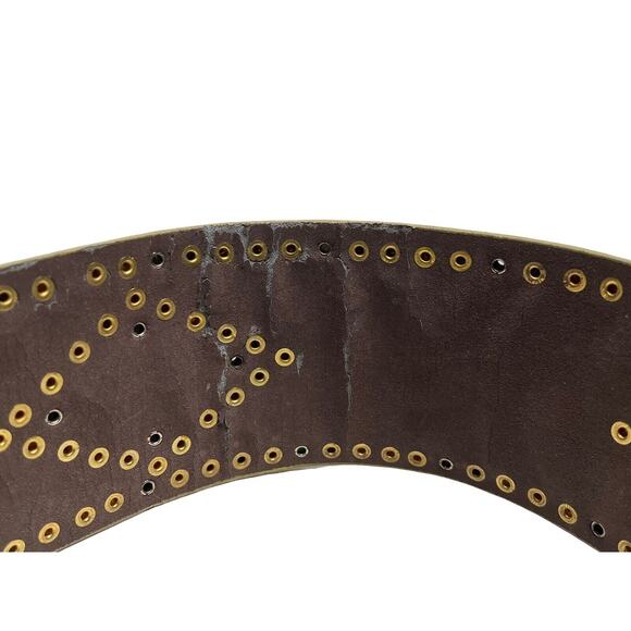 Vtg 80's Wide New Wave Avant Garde Artsy Runway Glam Studded Belt SZ S/M - Picture 8 of 11